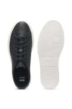 Cupsole trainers in leather with signature-stripe stitching