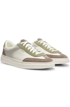 Cupsole trainers in leather with suede trims