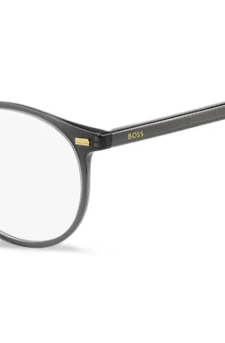 Dark-grey optical frames with gold-tone trims