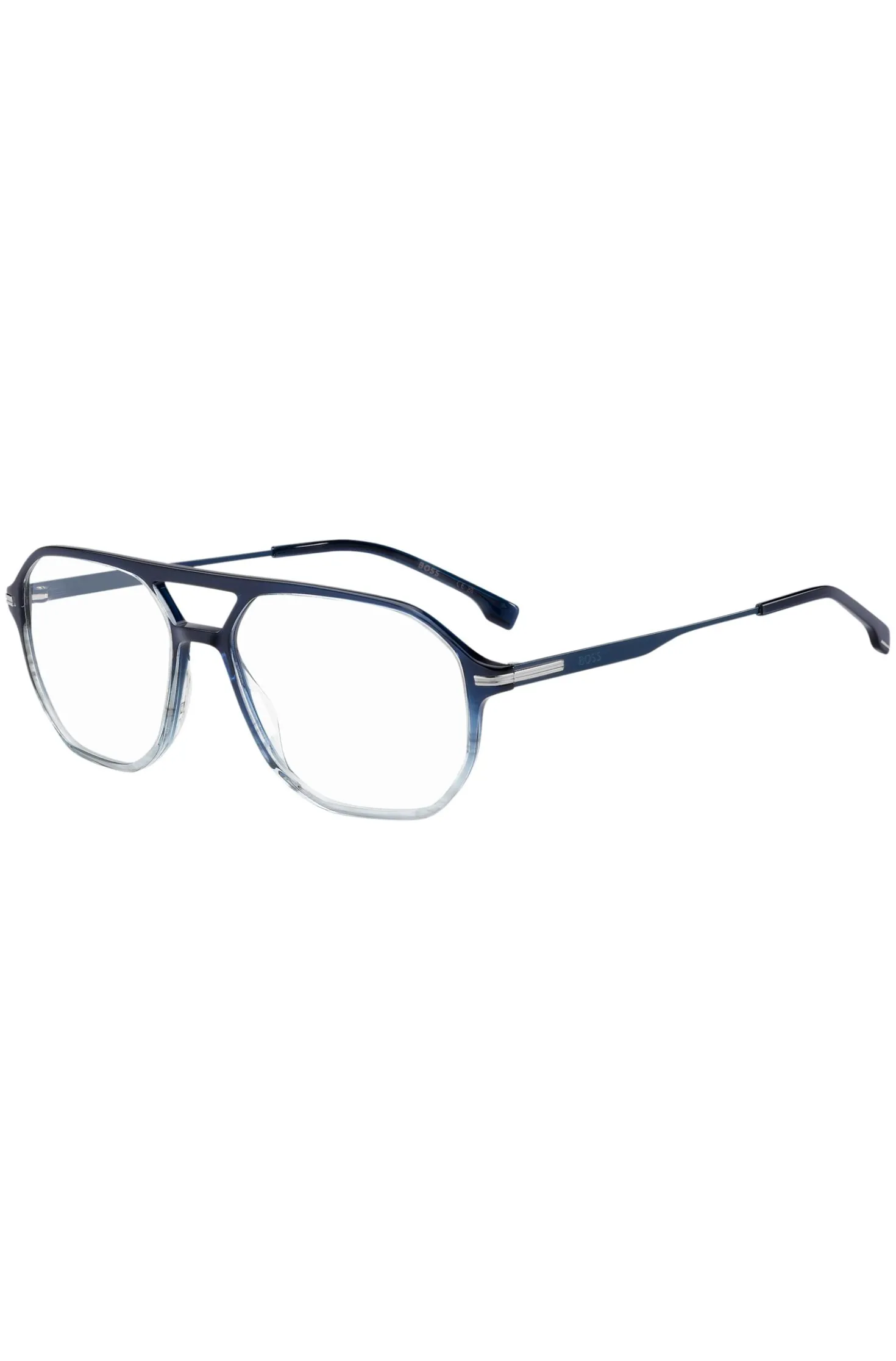 Degradé-blue optical frames with silver-tone trims