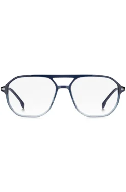 Degradé-blue optical frames with silver-tone trims
