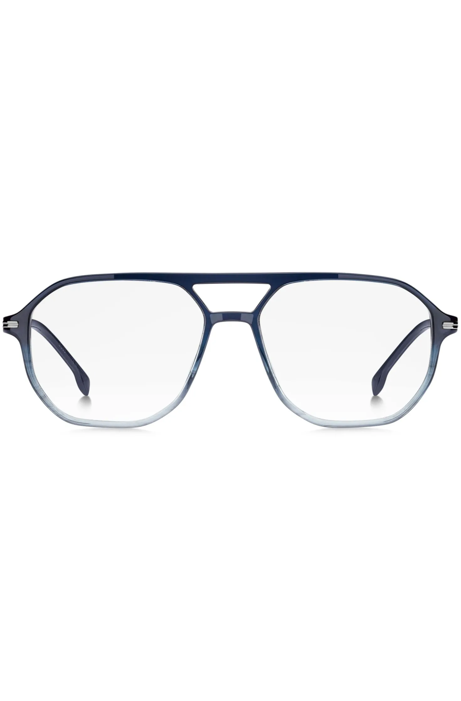 Degradé-blue optical frames with silver-tone trims