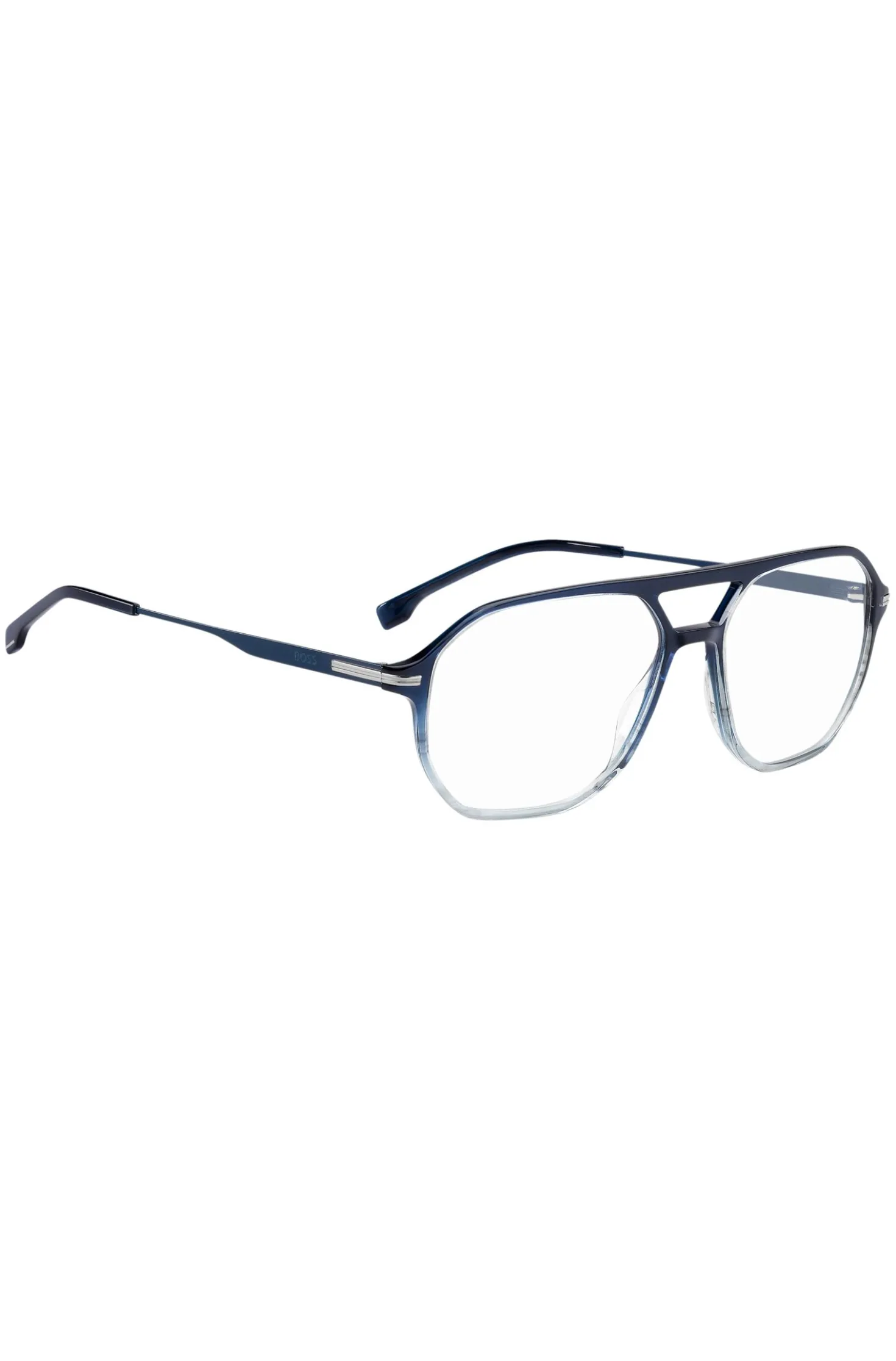 Degradé-blue optical frames with silver-tone trims