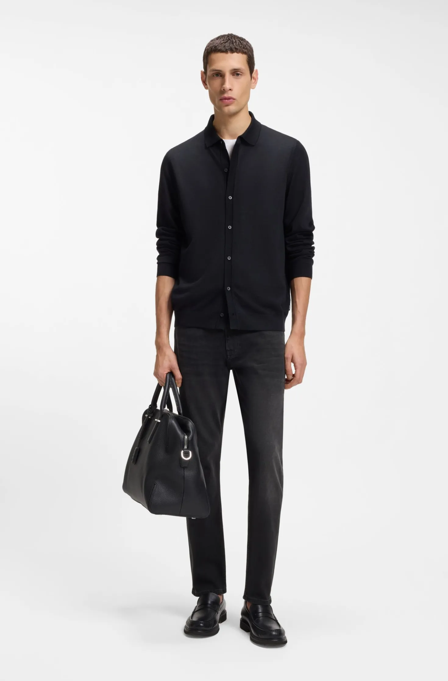Delaware slim-fit jeans in black comfort-stretch denim