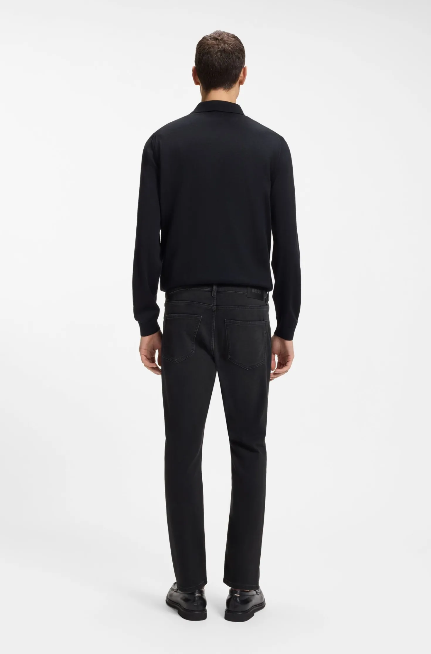 Delaware slim-fit jeans in black comfort-stretch denim