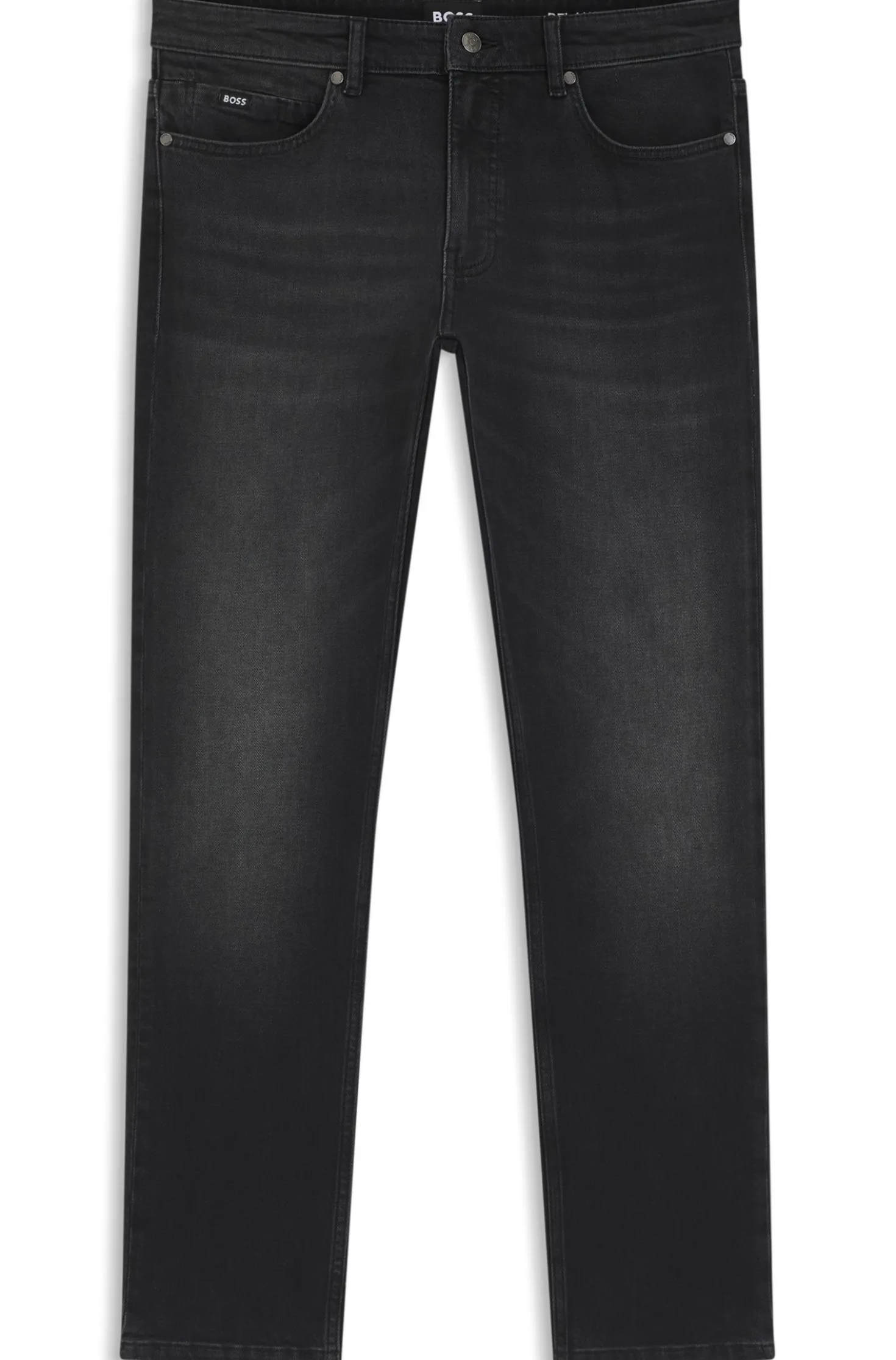 Delaware slim-fit jeans in black comfort-stretch denim