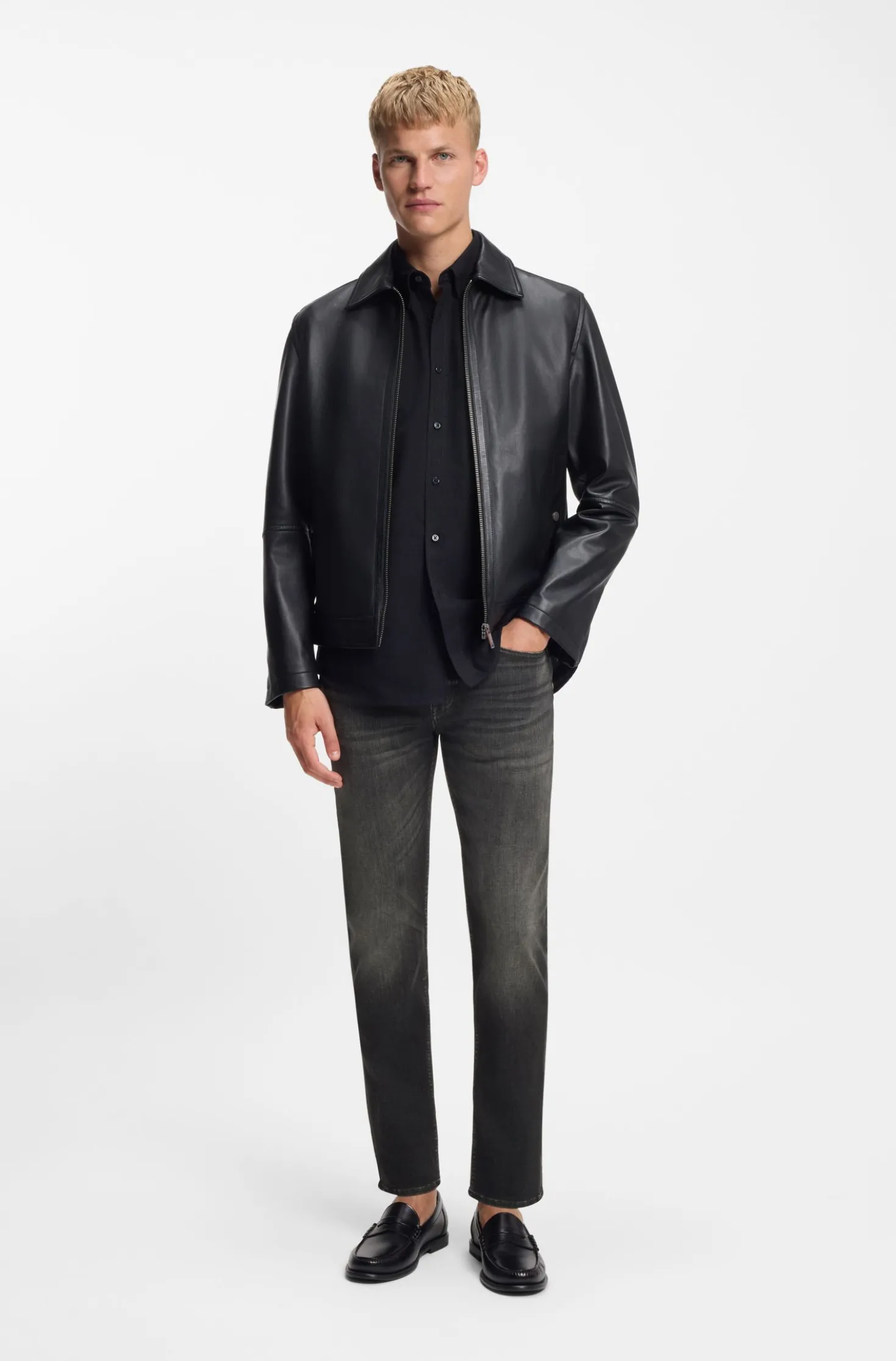 Delaware slim-fit jeans in black stretch denim