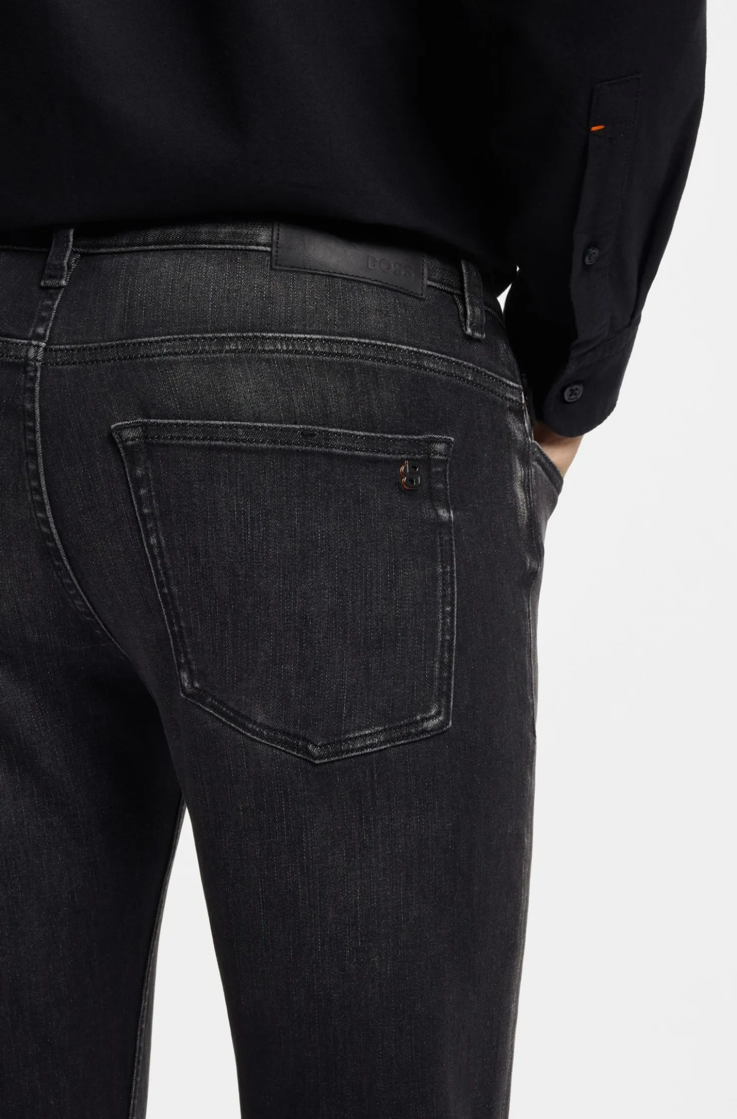 Delaware slim-fit jeans in black stretch denim