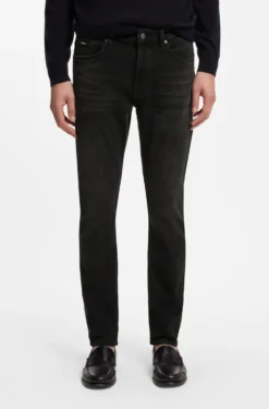 Delaware slim-fit jeans in black stretch denim