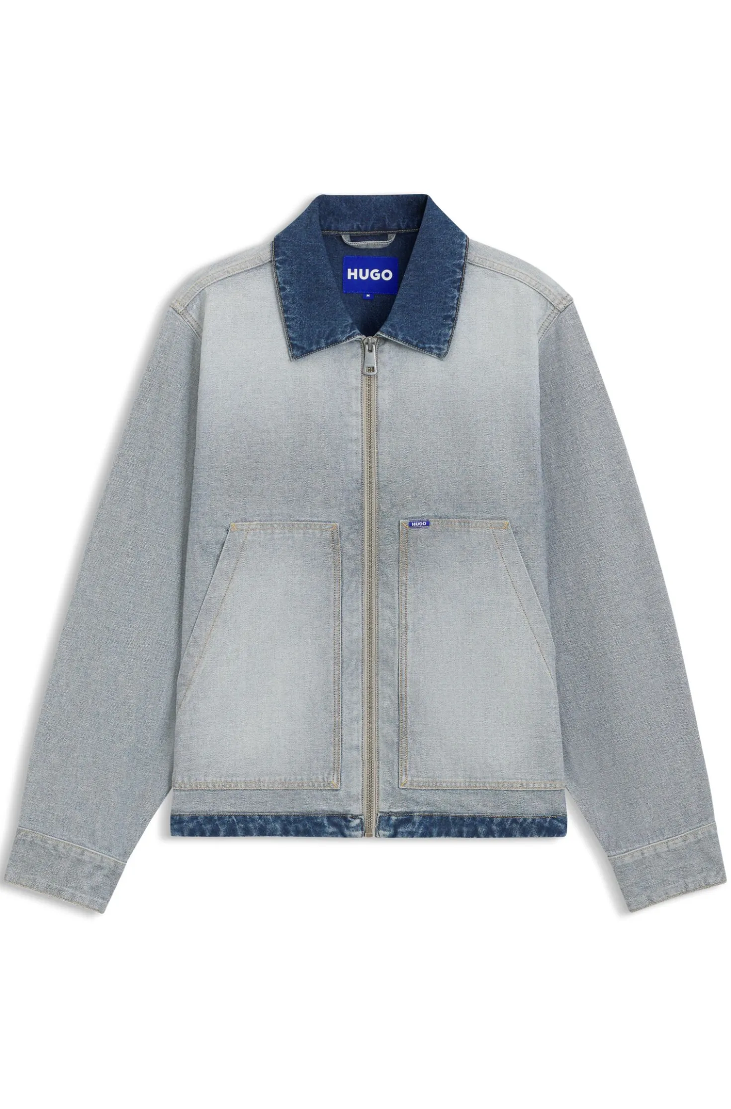 Denim jacket with inside-out styling