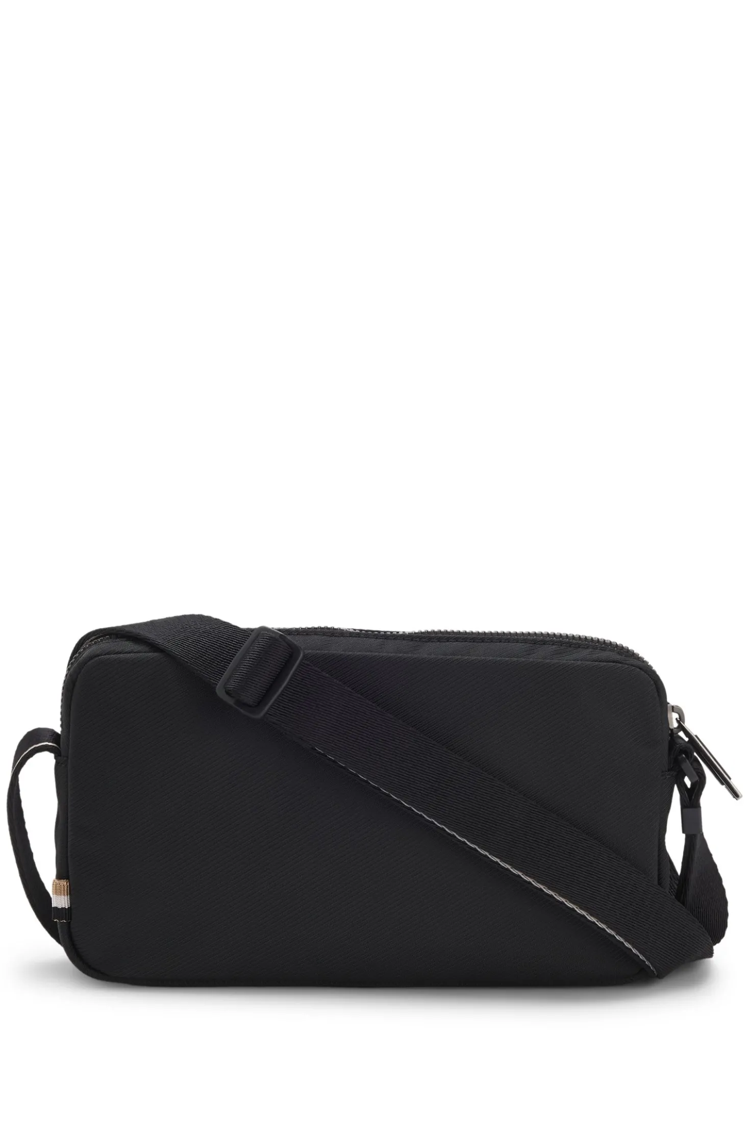 Diamond-structured crossbody bag with tonal logo