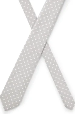 Dot-pattern tie in silk-linen jacquard