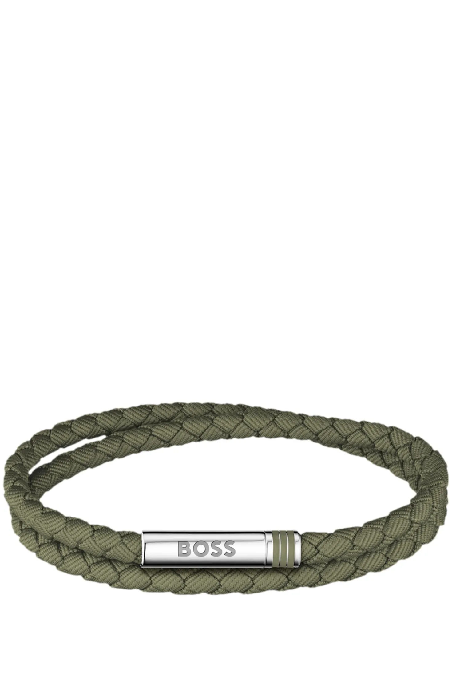 Double-braided green cuff with logo closure