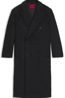 Double-breasted relaxed-fit coat with wool and alpaca