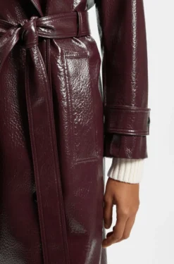 Double-breasted trench coat in faux leather