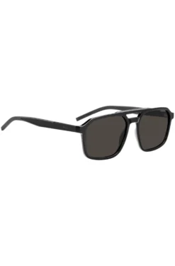 Double-bridge sunglasses in black and grey