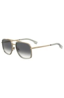 Double-bridge sunglasses with gold-tone effect