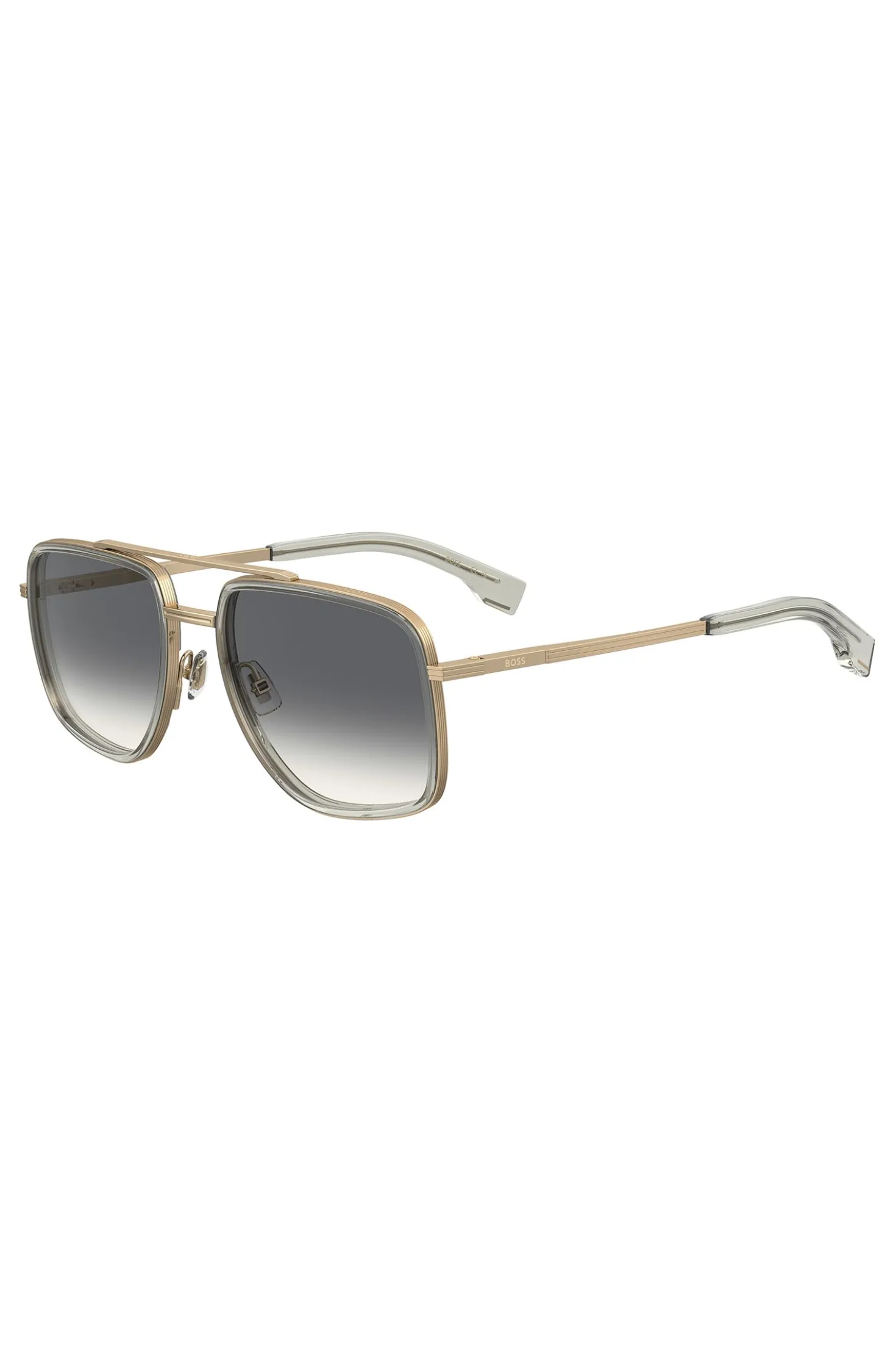 Double-bridge sunglasses with gold-tone effect