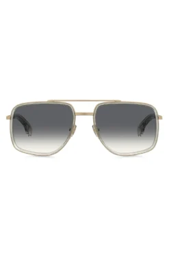 Double-bridge sunglasses with gold-tone effect