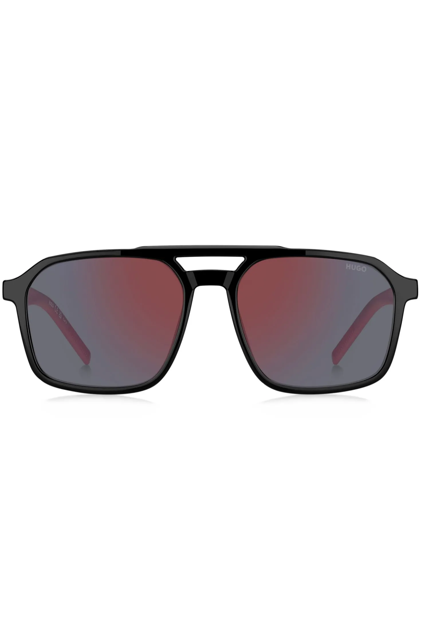 Double-bridge sunglasses with two-tone temples