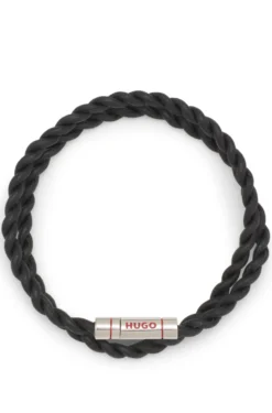 Double-wrap cuff in braided leather