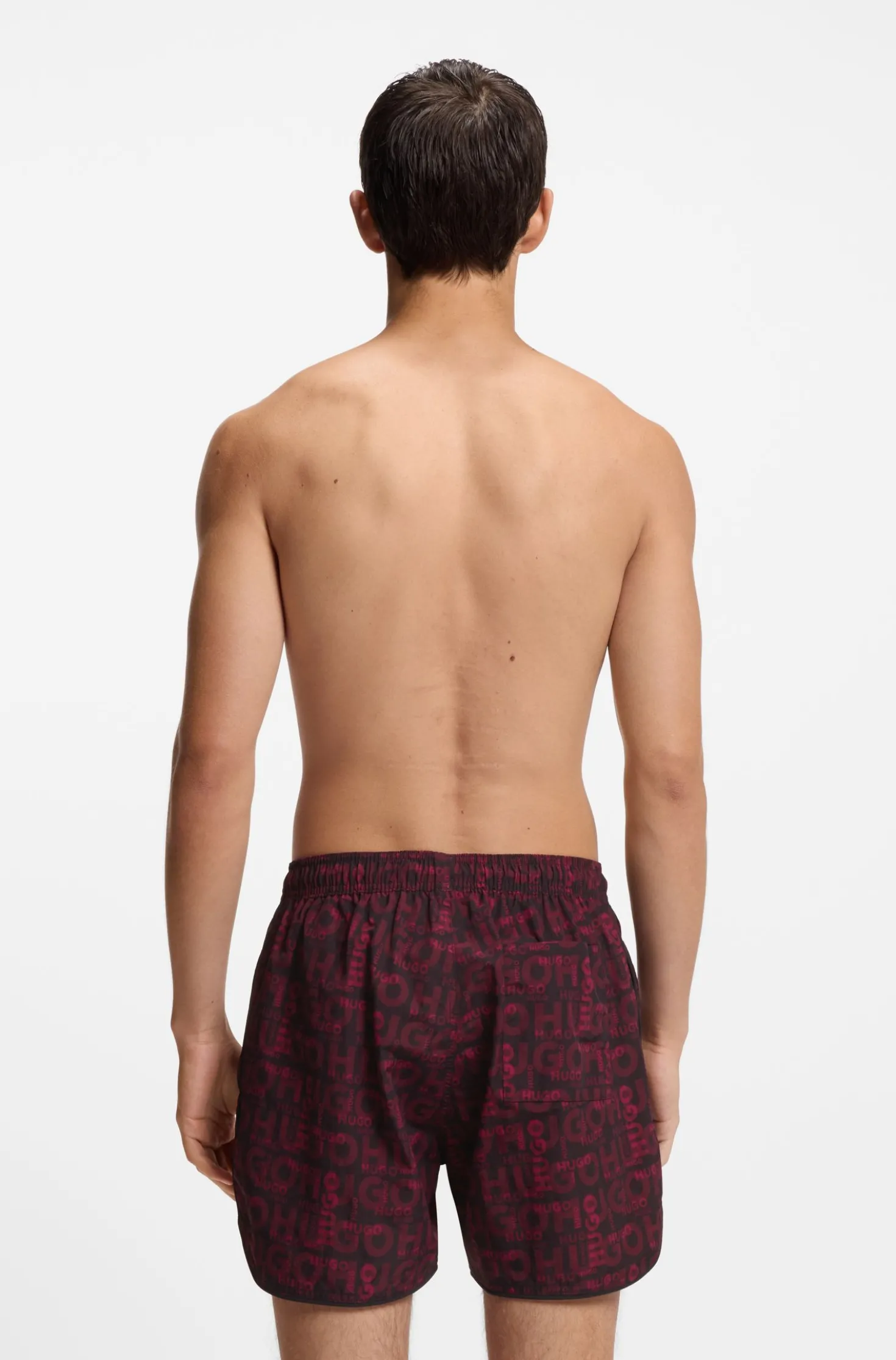 Drawcord swim shorts with all-over print