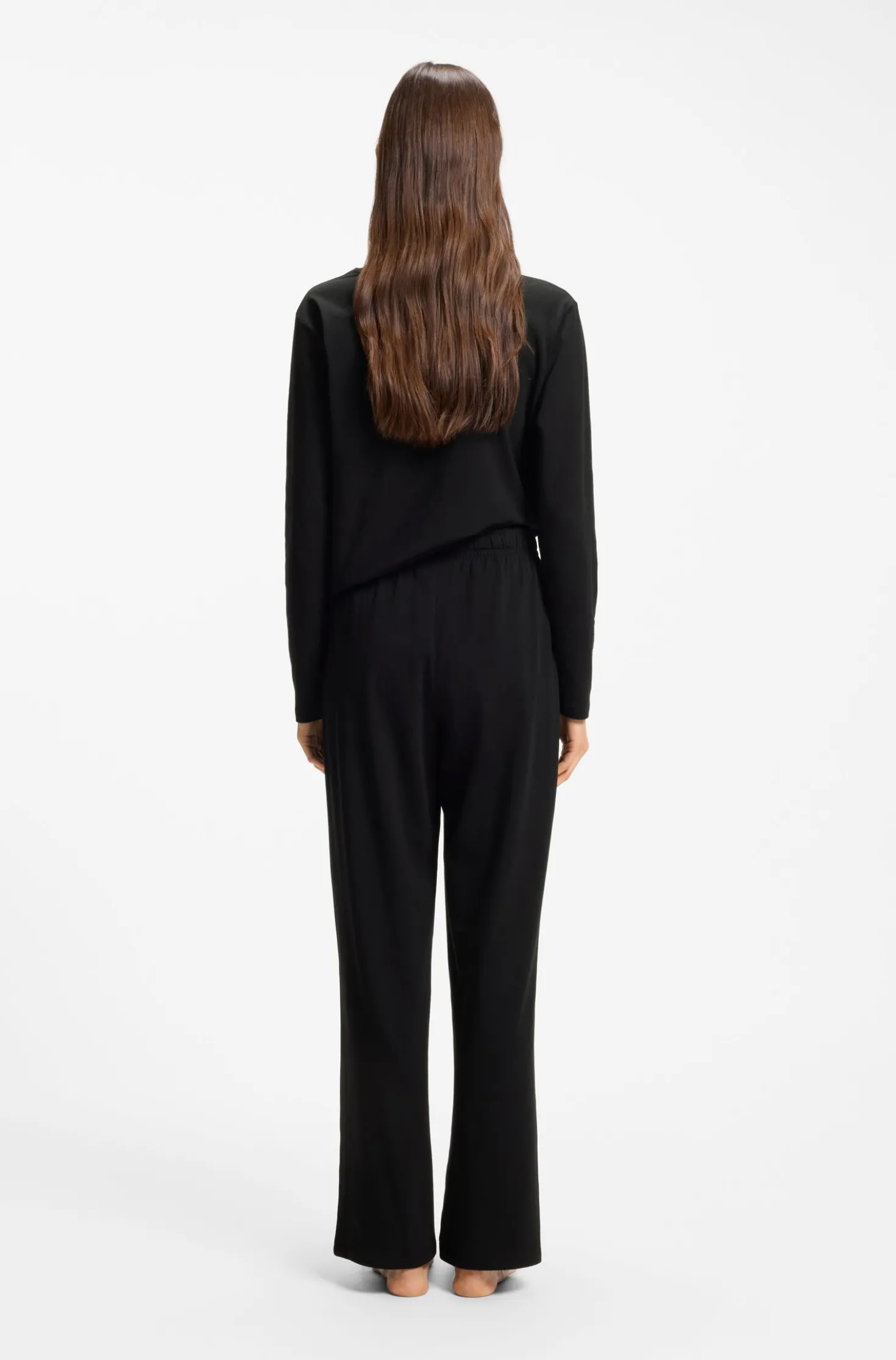 Drawstring pyjama bottoms in stretch cotton with logo detail