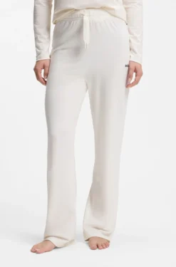 Drawstring pyjama bottoms in stretch cotton with logo detail