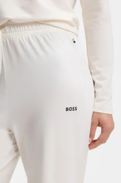 Drawstring pyjama bottoms in stretch cotton with logo detail