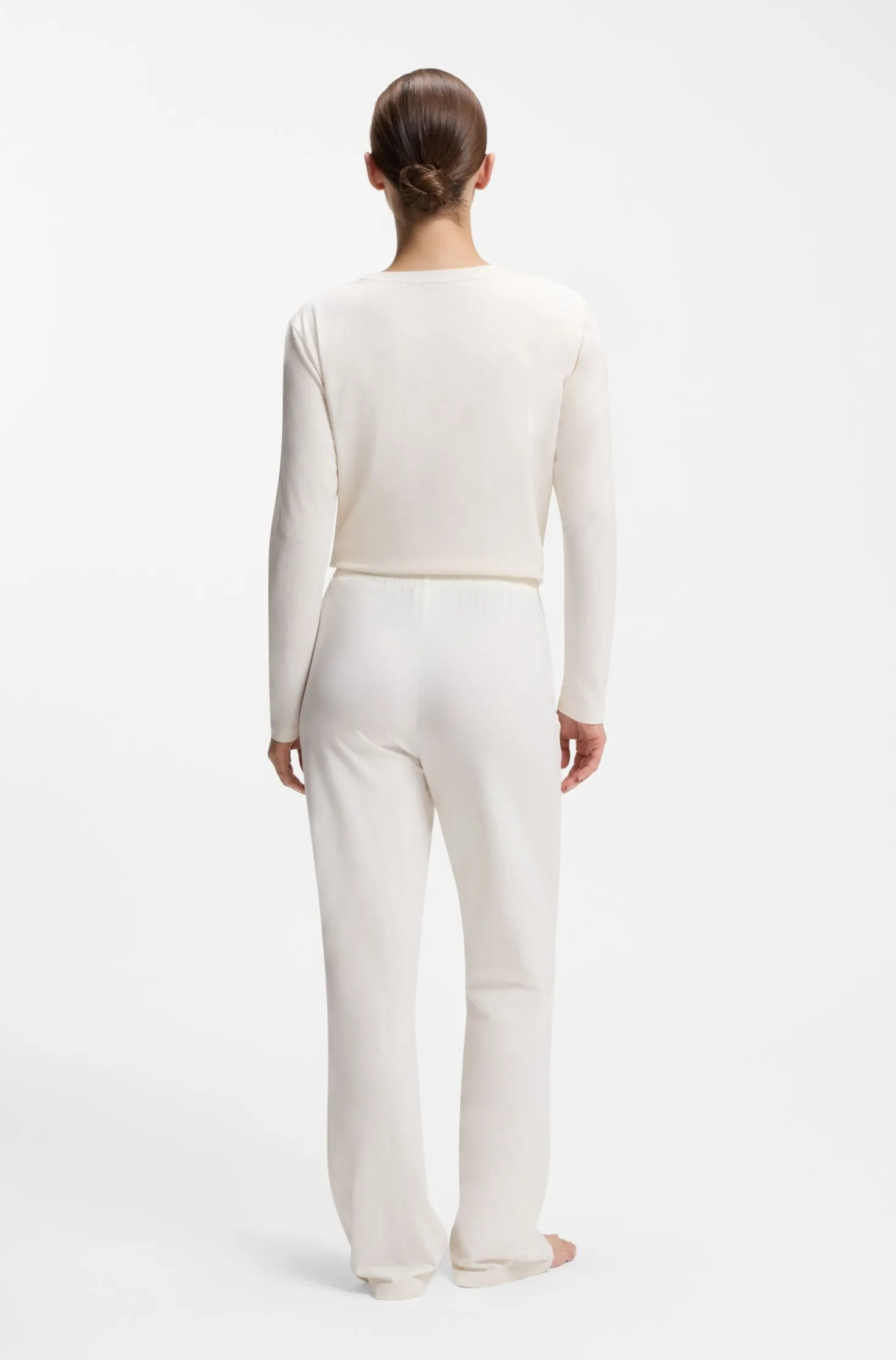 Drawstring pyjama bottoms in stretch cotton with logo detail