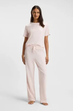 Drawstring pyjama bottoms in stretch cotton with logo detail