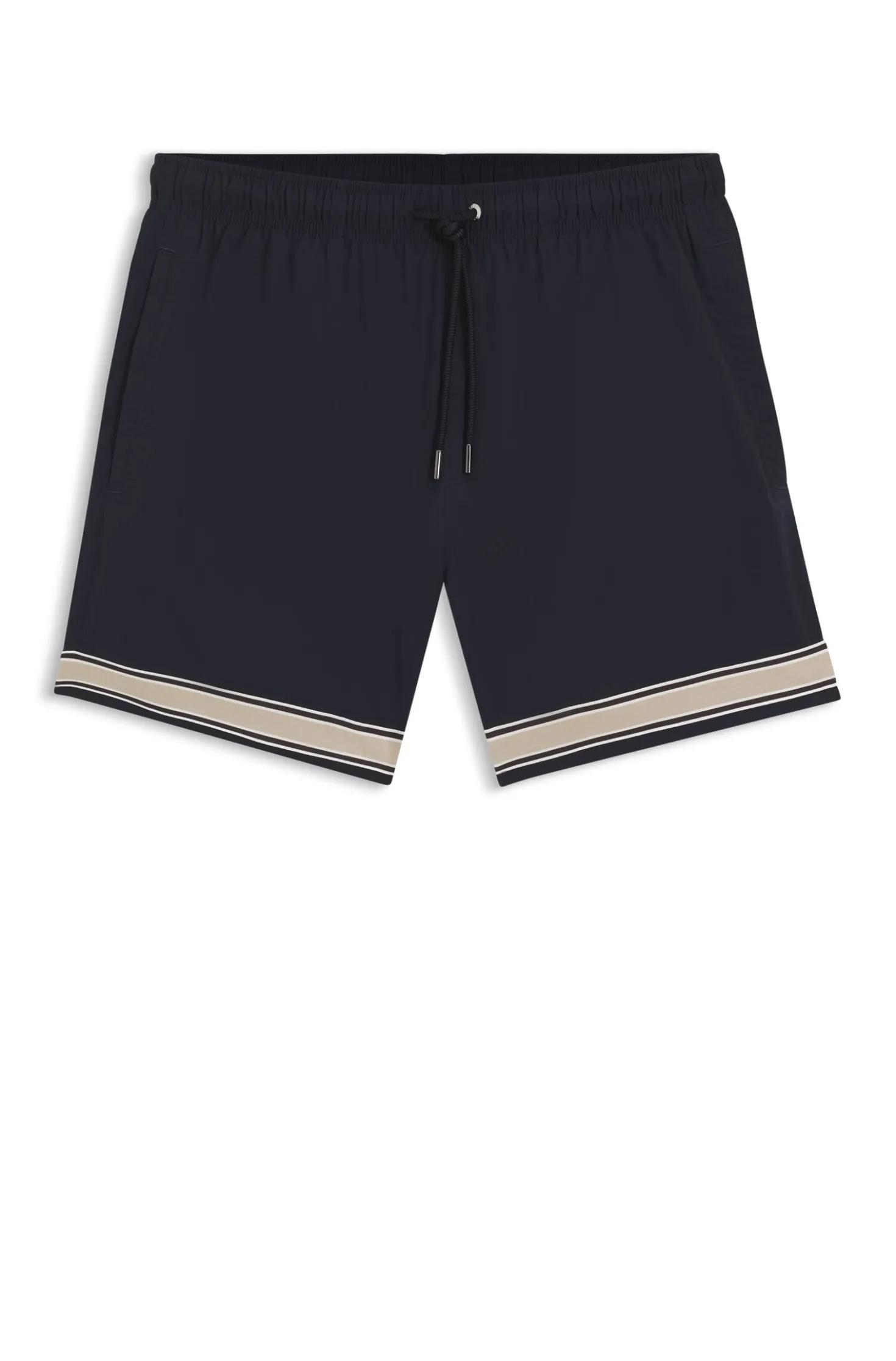 Drawstring swim shorts in stretch fabric with tape trim