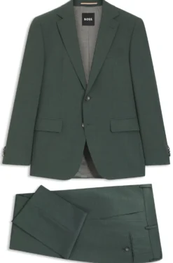 Easy-care suit in stretch cloth with wool