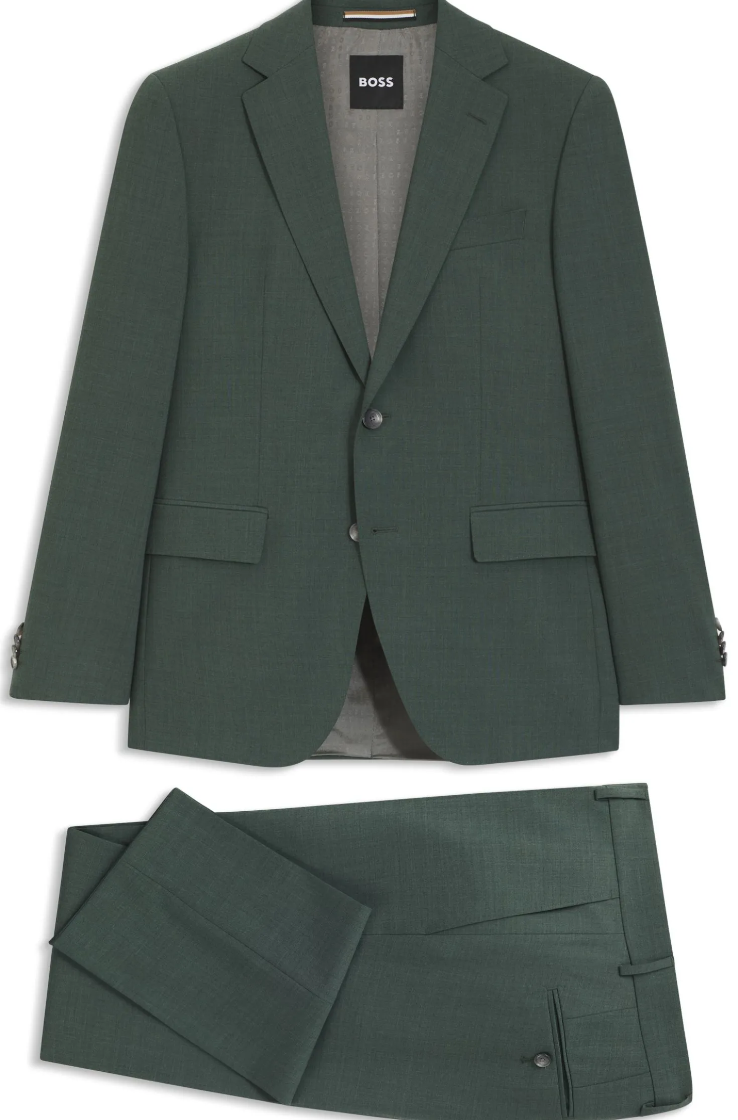 Easy-care suit in stretch cloth with wool
