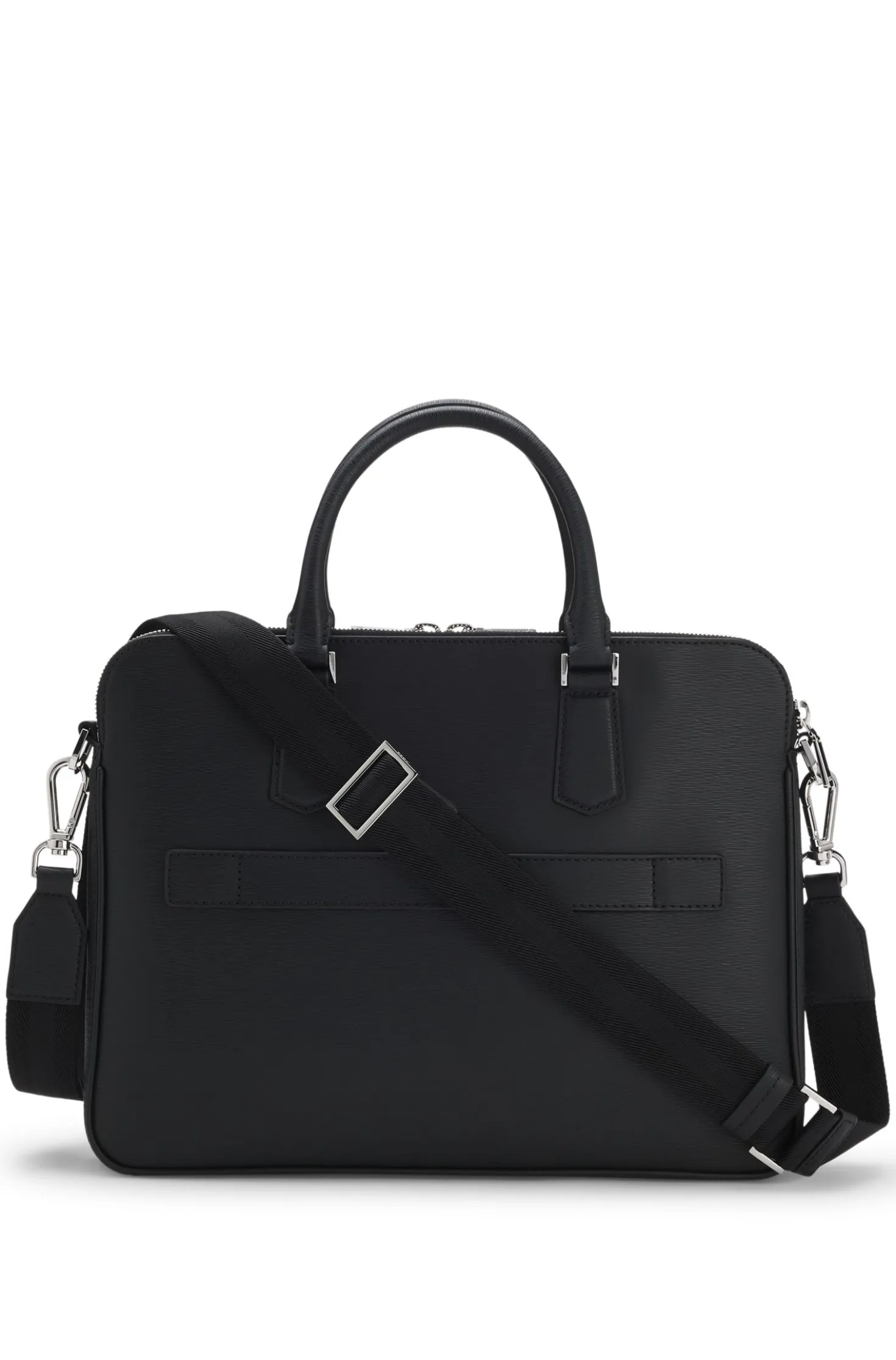 Embossed-leather document case with silver-tone hardware