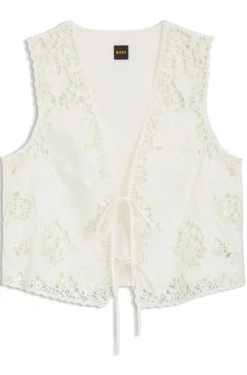Embroidered waistcoat with tie closure