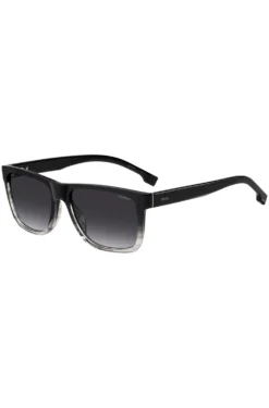 Engraved-logo sunglasses in degradé black acetate