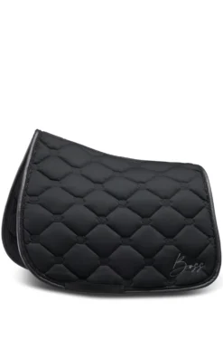 Equestrian black dressage saddle pad with crystal trim