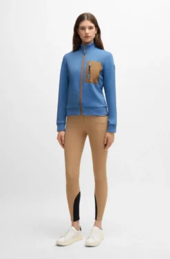 Equestrian cardigan with zipped chest pocket