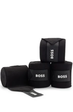 Equestrian circulation bandages with contrast branding and riptape closure