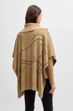 Equestrian cotton-blend cape with abstract intarsia