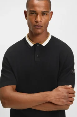Equestrian cotton sweater with polo collar