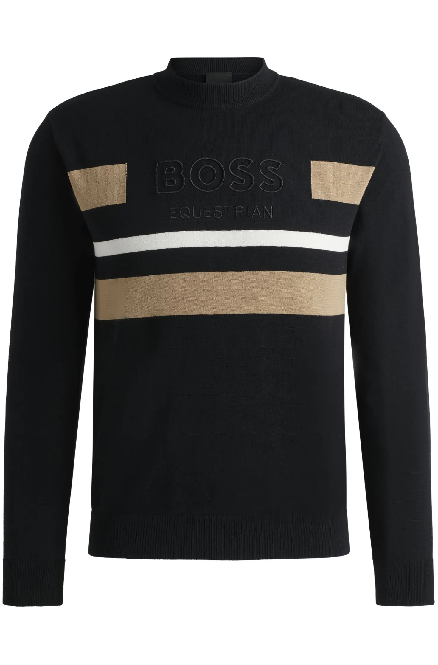 Equestrian cotton sweater with contrasting stripes