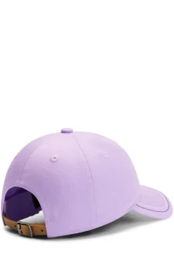 Equestrian embroidered-logo cap with leather strap