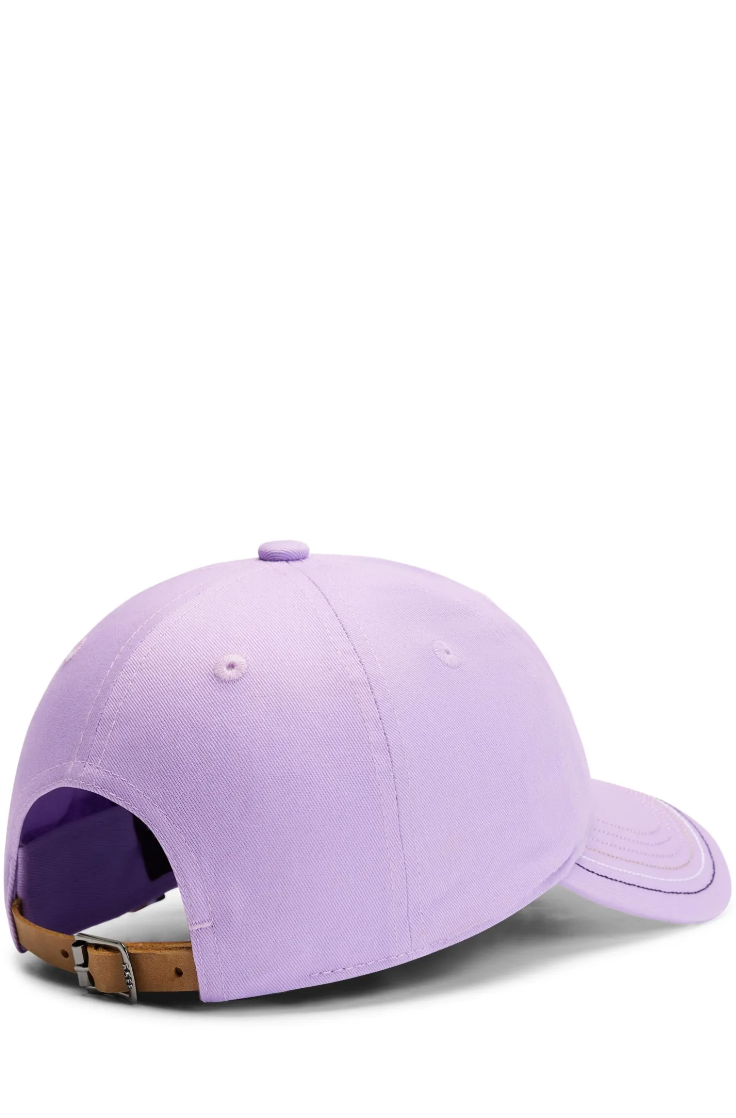Equestrian embroidered-logo cap with leather strap