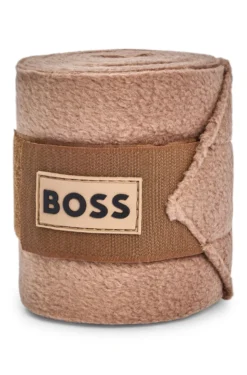 Equestrian fleece circulation bandages with branding