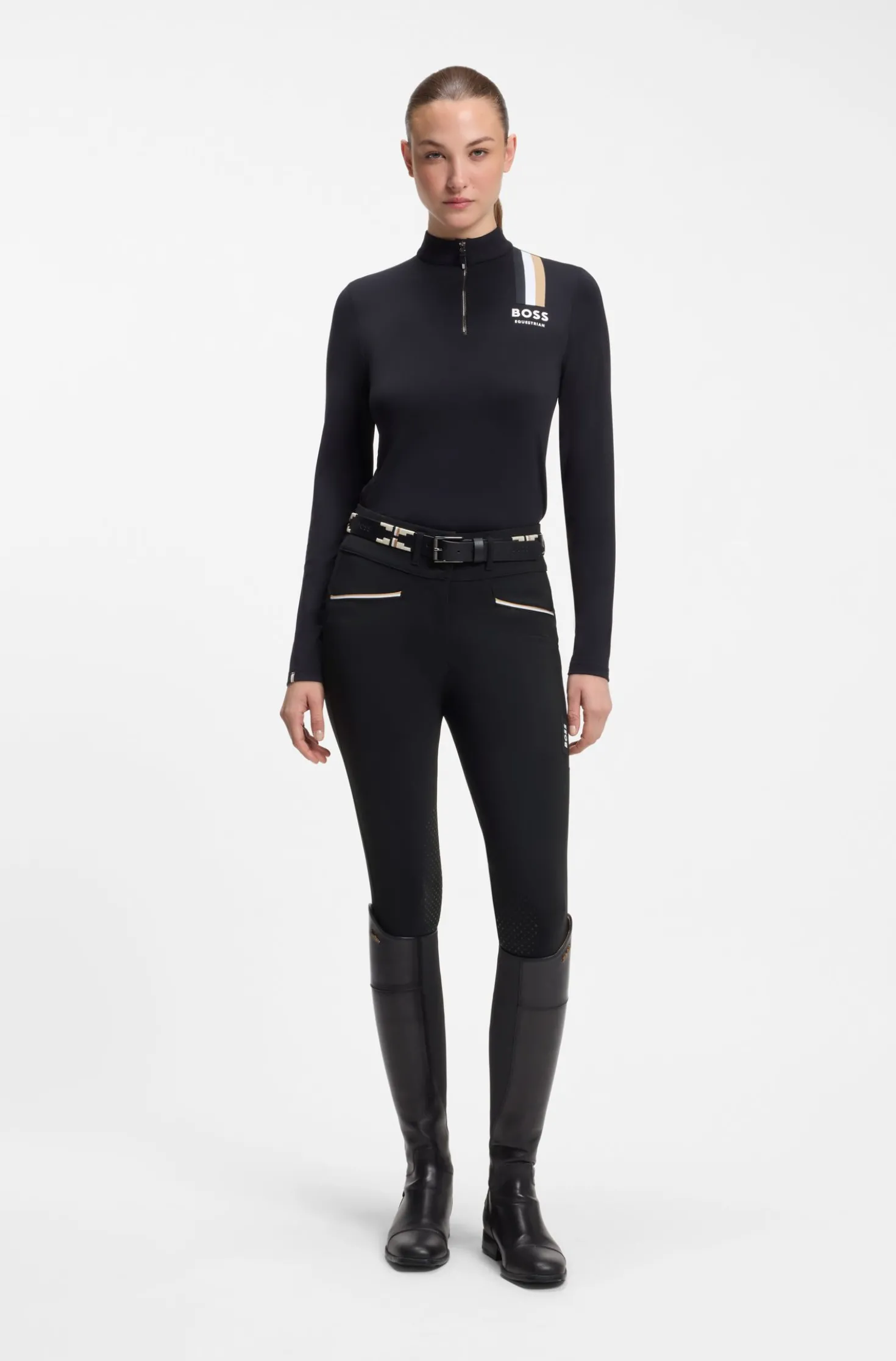 Equestrian high-waisted breeches with knee grip