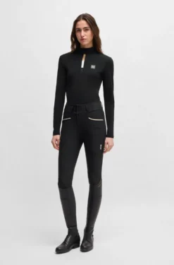 Equestrian high-waisted slim-fit breeches with knee grip
