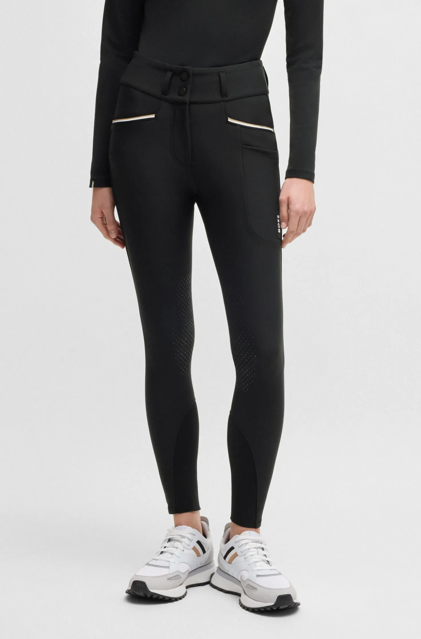 Equestrian high-waisted slim-fit breeches with knee grip