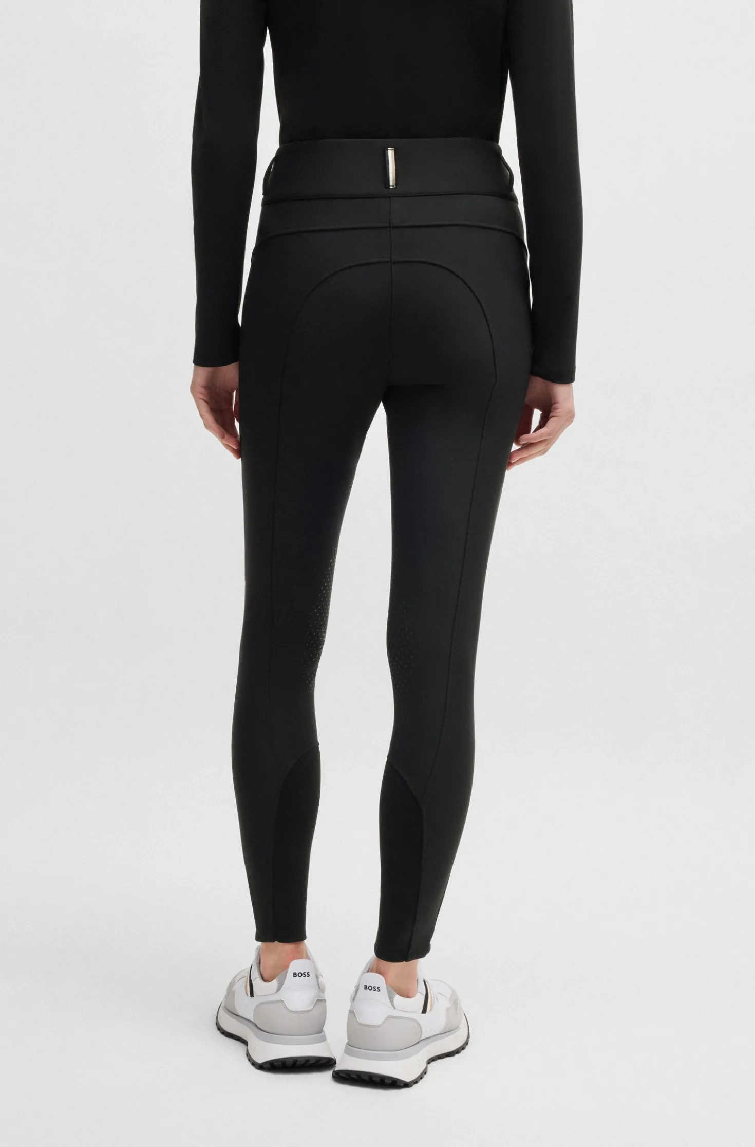 Equestrian high-waisted slim-fit breeches with knee grip